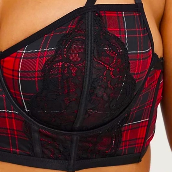 Torrid Sexy Red Plaid Lace Bralette! Sizes 2X-4X! NWT! - Picture 6 of 6